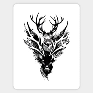 Stag Deer Wild Animal Nature Illustration Art Tattoo Sticker